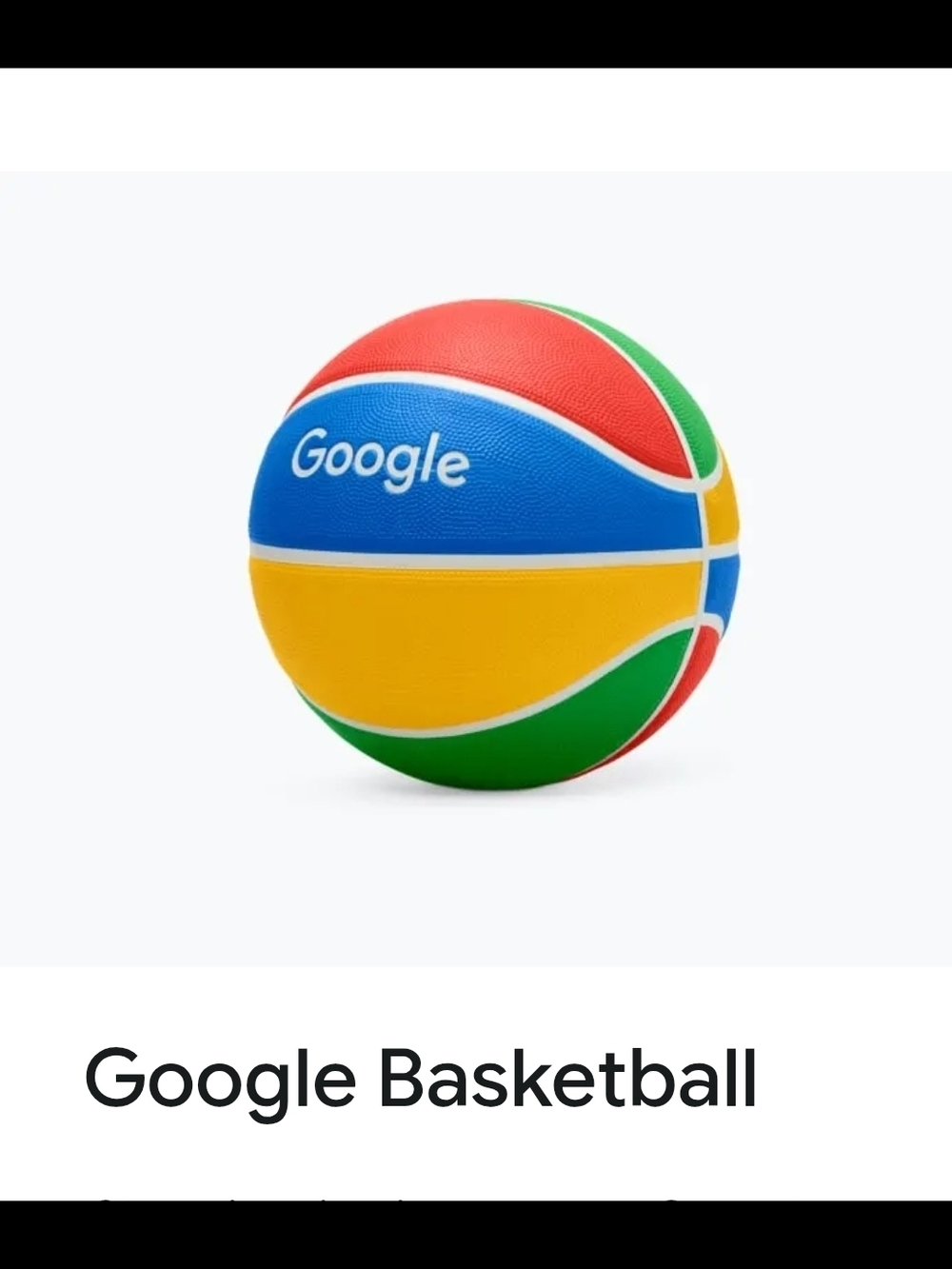 Google Color-Block Basketball in Blue, Red, Yellow, and Green